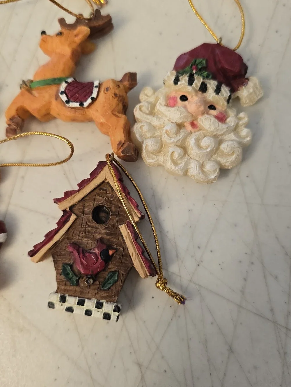 Lot of 6 Resin Miniature Christmas Ornaments Santa Snowman Reindeer 2